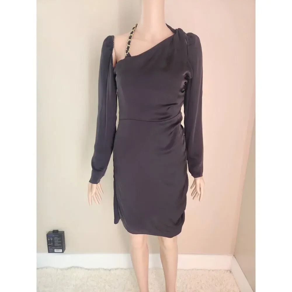 NWD Veronica Beard One-shoulder Long sleeve Mini Dress Size 4 Black #FC423